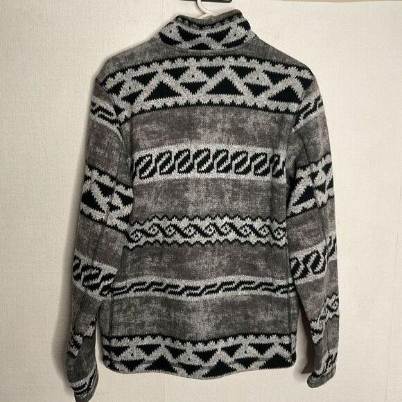 North Face Fleece Quarter Zip Jacket Mens‎ Small Petite SP Gray Southwest  Aztec - Picture 7 of 9